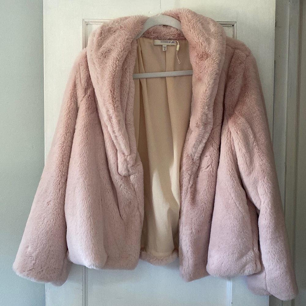 Lavender Brown pink faux fur jacket